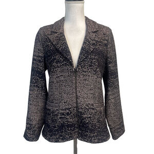 Donna Degnan Blazer Jacket Women's Size 10 Pink Navy Blue Zip Front Stretch